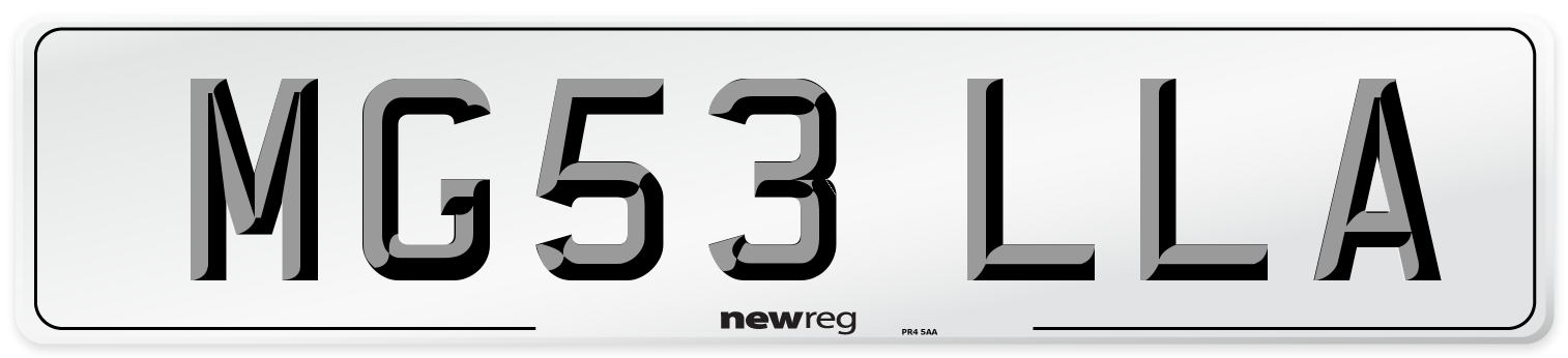 MG53 LLA Number Plate from New Reg